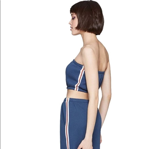 NWT Wild Fable Stripe Blue Cropped Tube Top - Picture 2 of 8